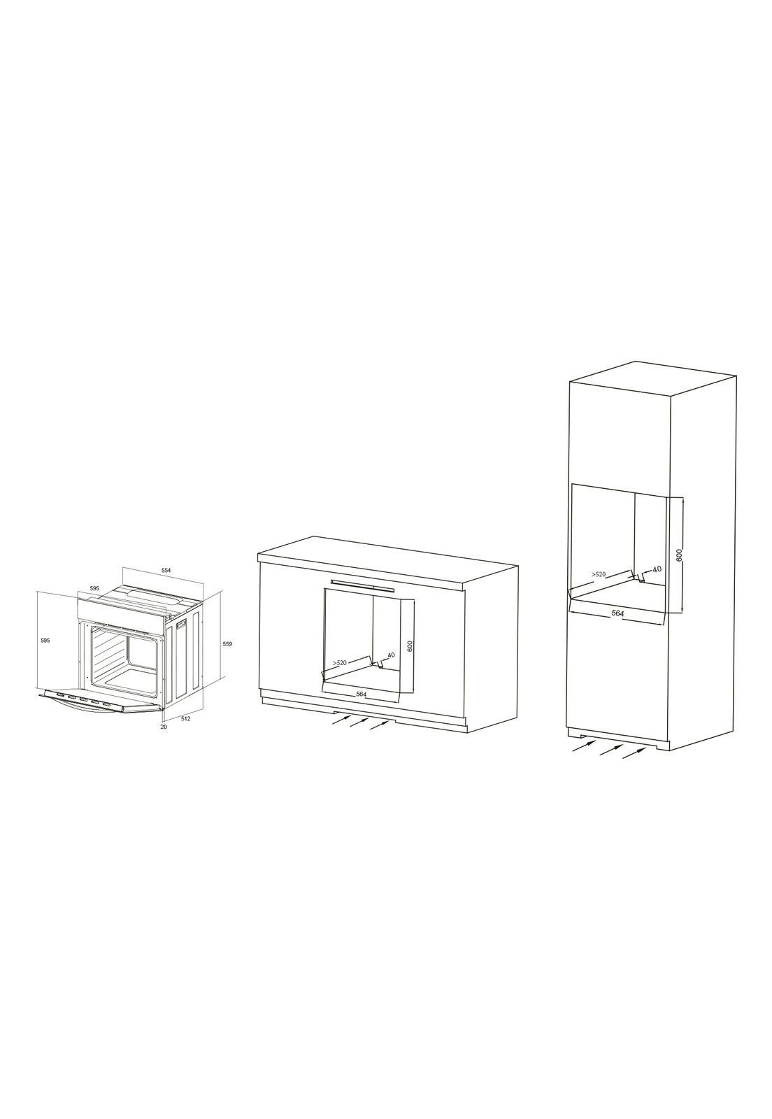 Horno Eléctrico Empotrable Gröner Inox 4F 60L-3
