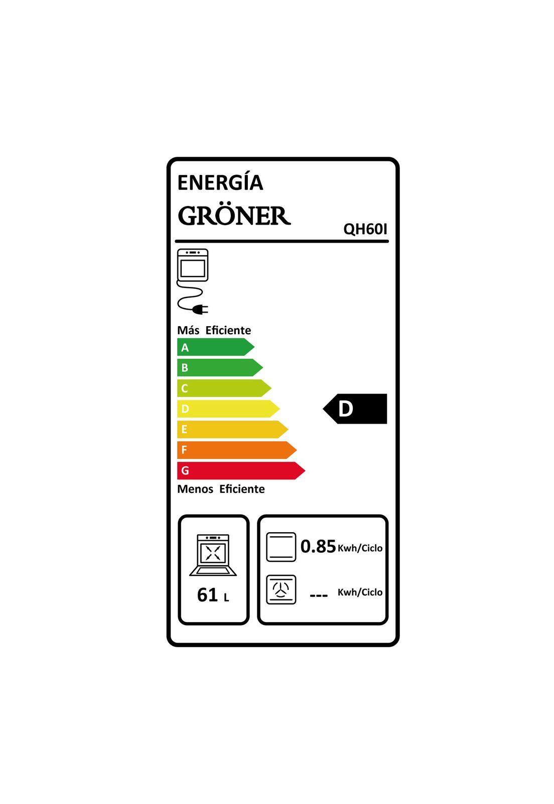 Horno Eléctrico Empotrable Gröner Inox 4F 60L-5