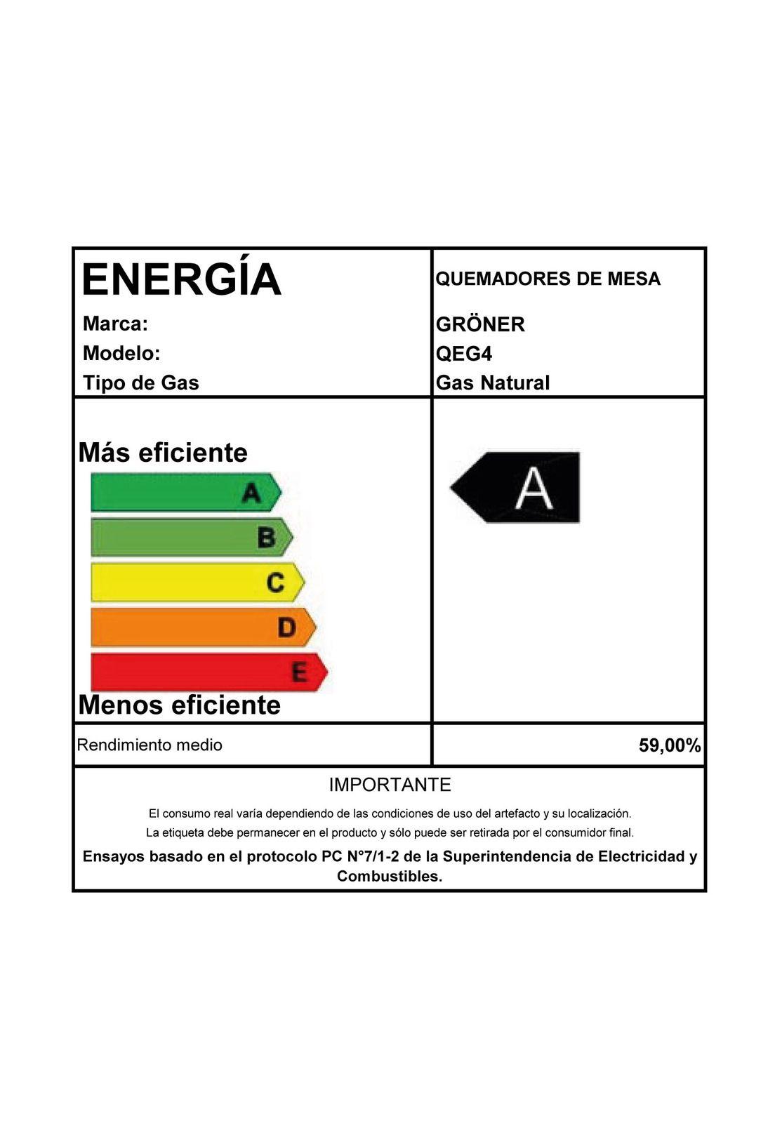 Encimera a Gas Gröner Inox 4Q-4
