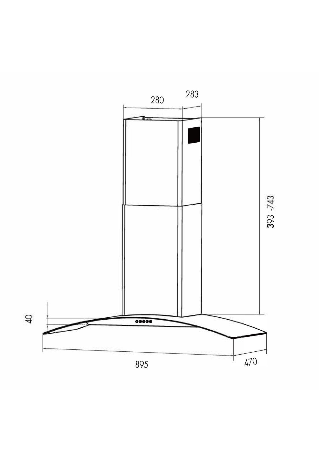 Campana Decorativa Gröner Inox Glass T90-3