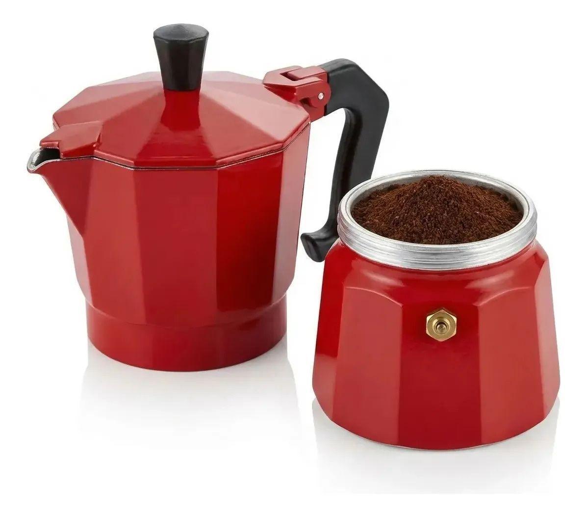 Cafetera Italiana Moka Roja 6 Tazas (300 ml) Aluminio-1