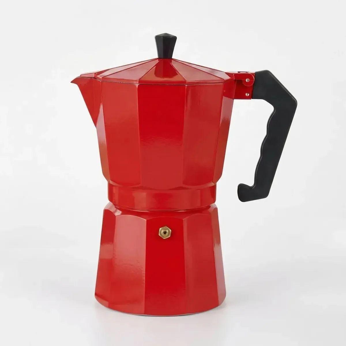 Cafetera Italiana Moka Roja 6 Tazas (300 ml) Aluminio-3