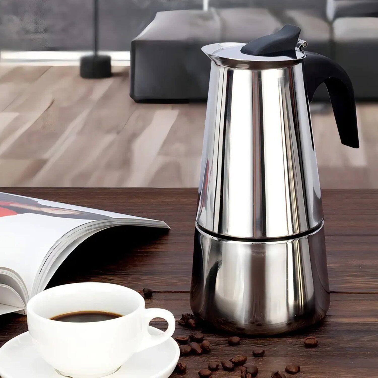 Cafetera Italiana Moka 2 Tazas 100 ml Acero Inoxidable-2