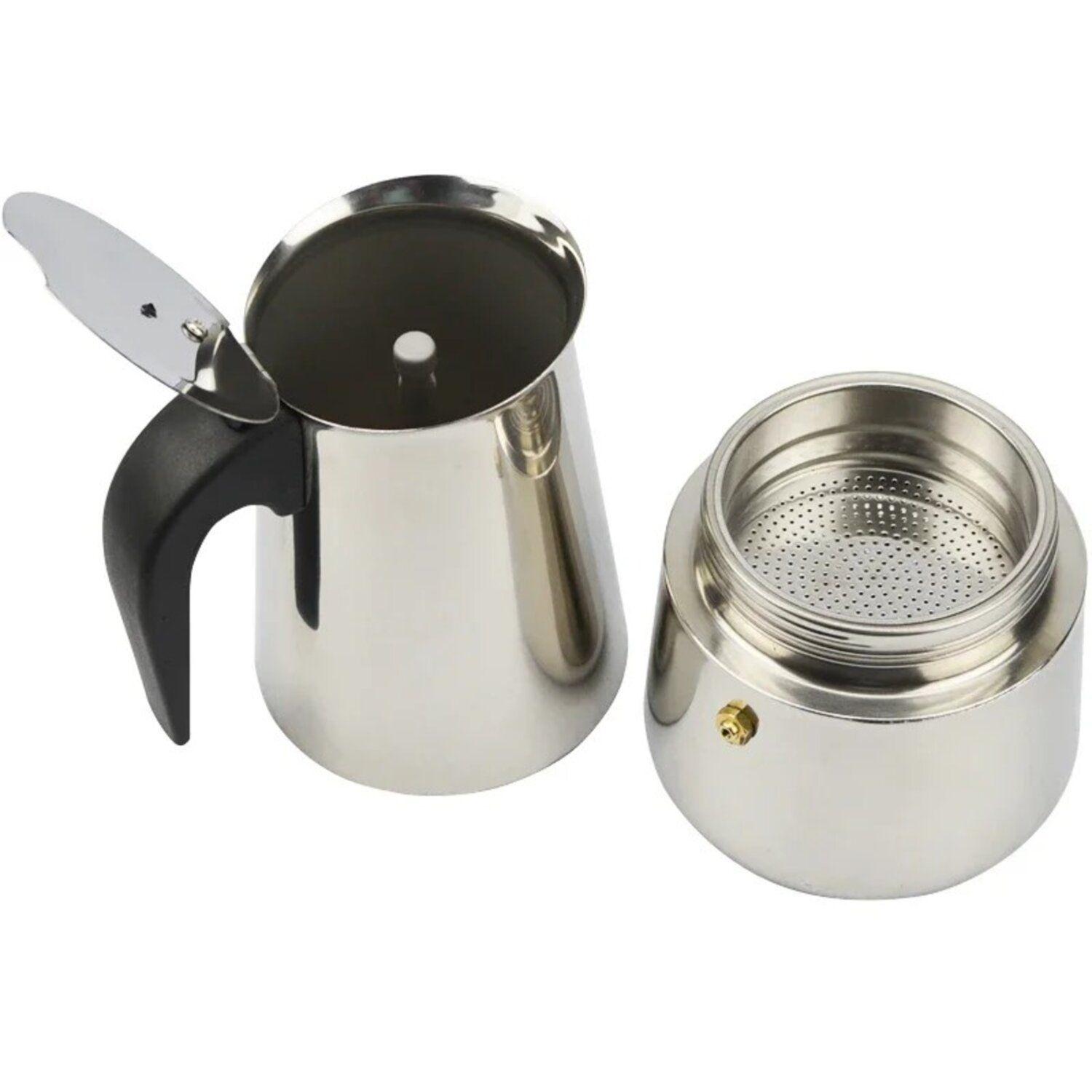 Cafetera Italiana Moka 2 Tazas 100 ml Acero Inoxidable-5
