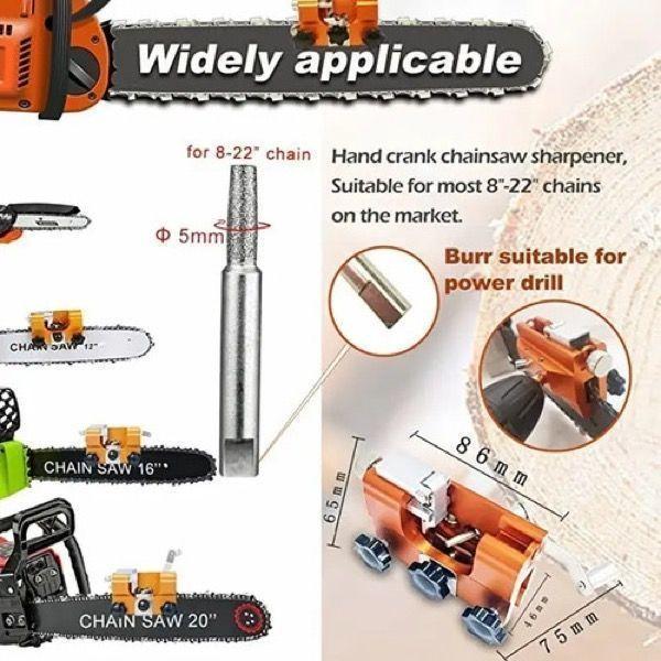 Afilador Manual Cadena Motosierra Portátil con Manivela y 3 Brocas Diamantadas-4