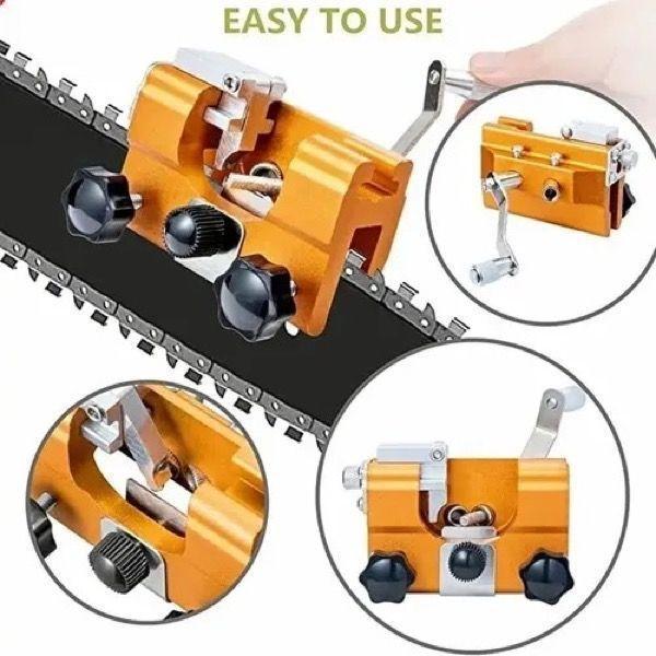 Afilador Manual Cadena Motosierra Portátil con Manivela y 3 Brocas Diamantadas-5