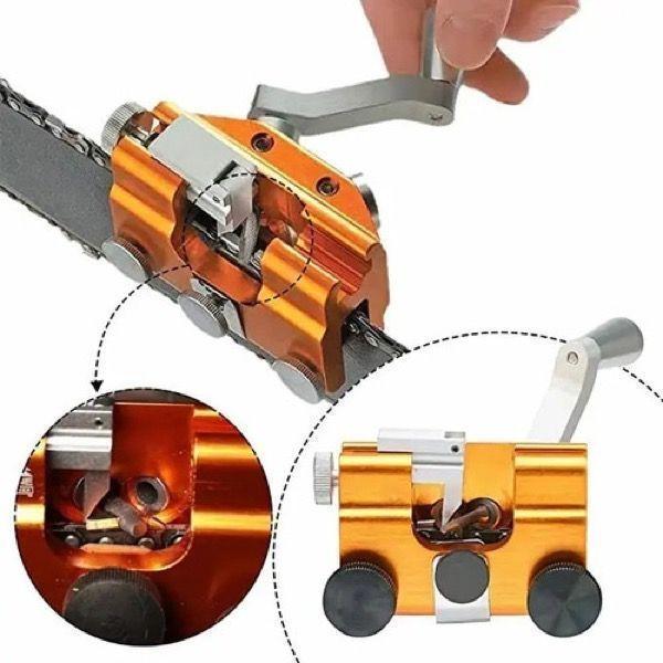 Afilador Manual Cadena Motosierra Portátil con Manivela y 3 Brocas Diamantadas-6