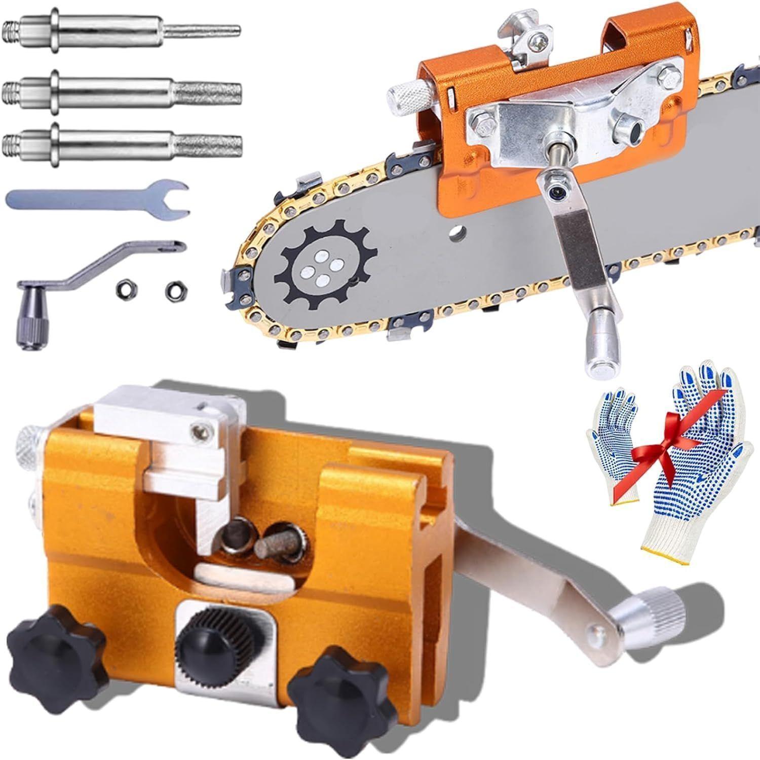 Afilador Manual Cadena Motosierra Portátil con Manivela y 3 Brocas Diamantadas-7
