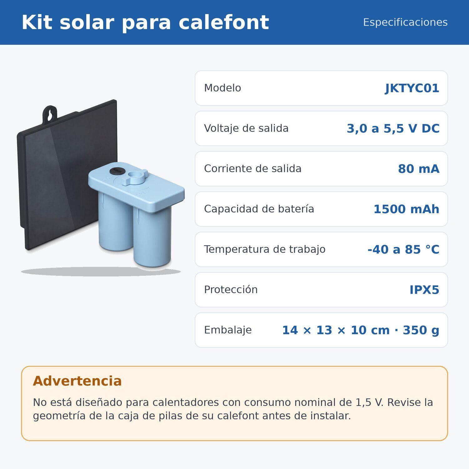 Eliminador Pilas Calefont Solar, Panel y Batería 1500 mAh-3