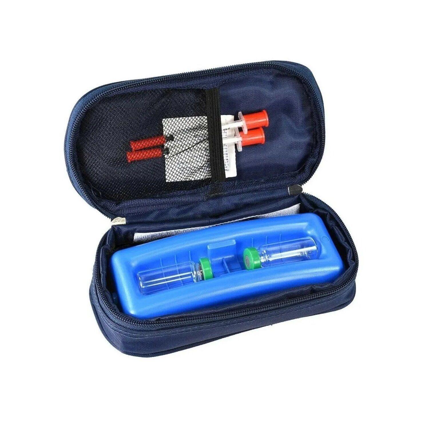Estuche Porta Insulina Cooler Azul Oscuro Bolso Térmico-0