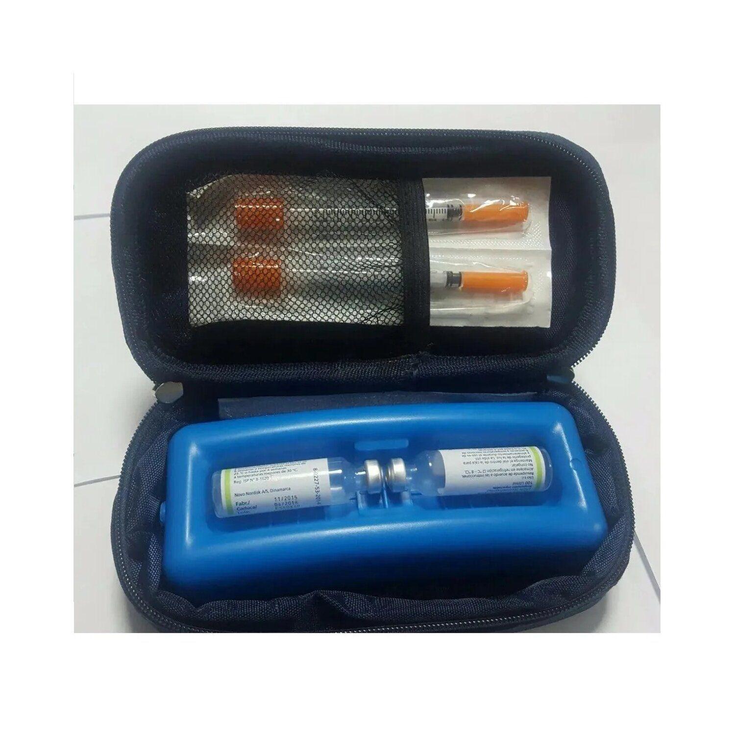 Estuche Porta Insulina Cooler Azul Oscuro Bolso Térmico-1