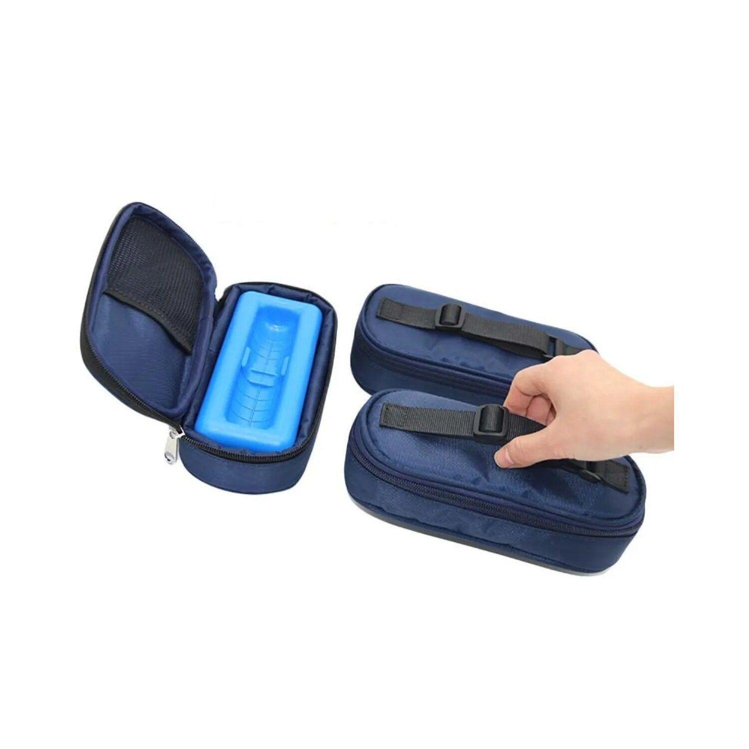 Estuche Porta Insulina Cooler Azul Oscuro Bolso Térmico-2
