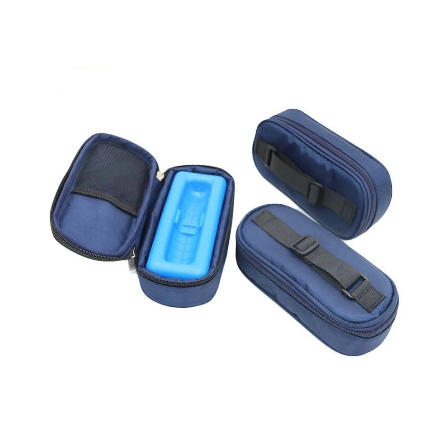 Estuche Porta Insulina Cooler Azul Oscuro Bolso Térmico-3
