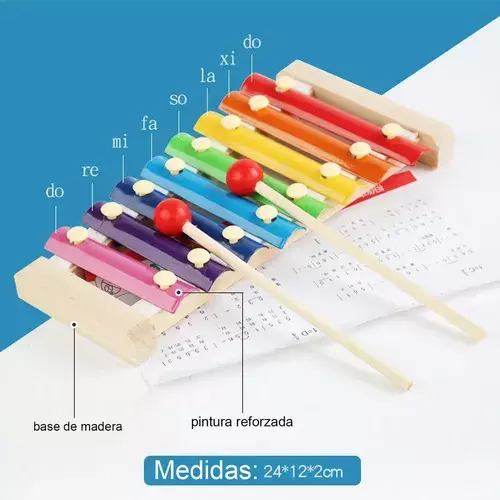 Set 8 Instrumento Musicales Montessori Madera Para Ni os Color Multicolor-2