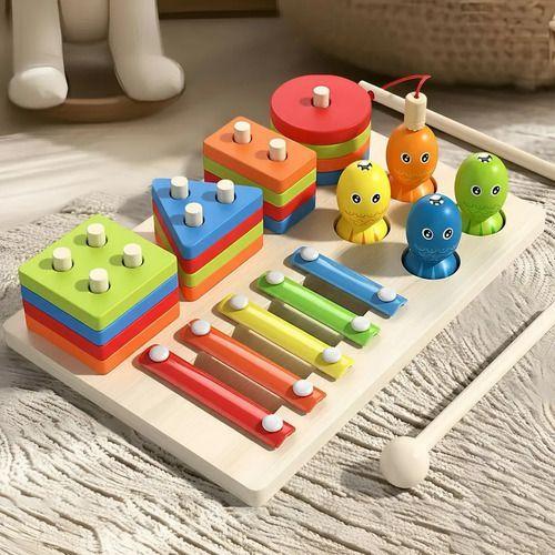 Juego Did ctico Montessori Madera 7 En 1 Pesca Xil fono Enca-4