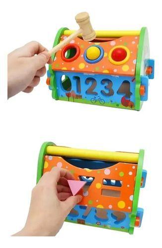 Casa Encaje Pelotas Madera Motricidad Ni os Juego Didactico Multicolor-2
