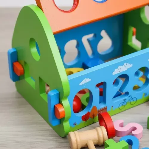 Casa Encaje Pelotas Madera Motricidad Ni os Juego Didactico Multicolor-6