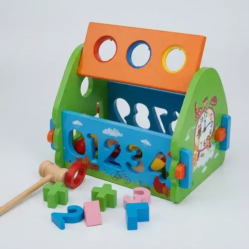Casa Encaje Pelotas Madera Motricidad Ni os Juego Didactico Multicolor-7