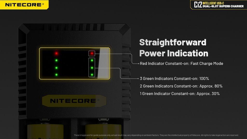 Cargador Nitecore Ci2 USB C 2 Slots para Baterias 18650 21700 AA AAA-6