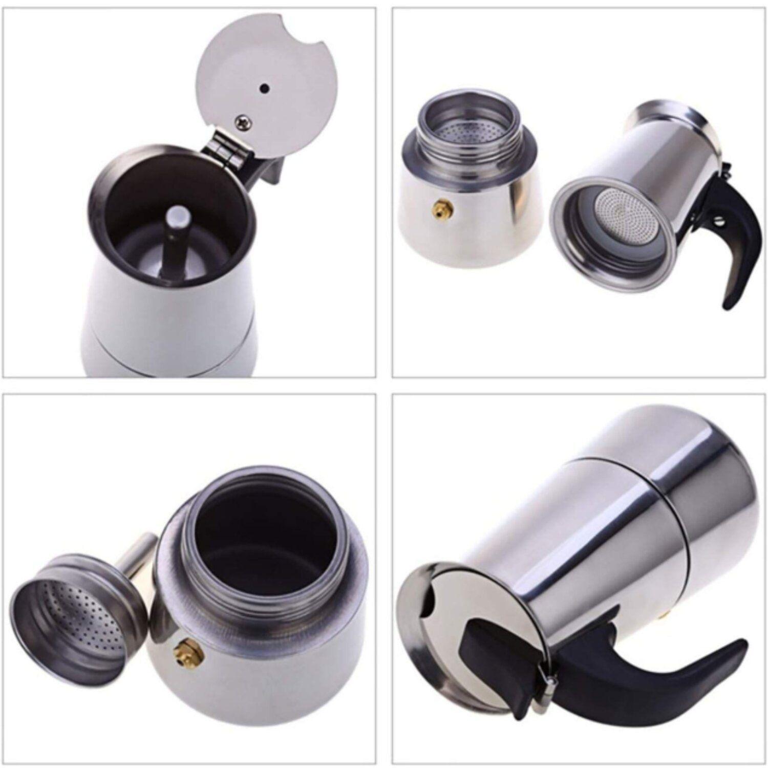 Cafetera Italiana Moka Acero Inoxidable 4 Tazas (200 ml)-5