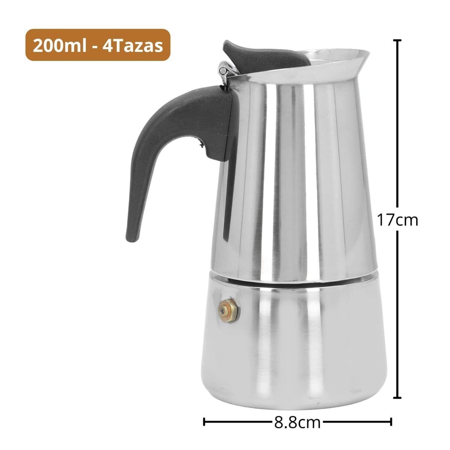 Cafetera Italiana Moka Acero Inoxidable 4 Tazas (200 ml)-6