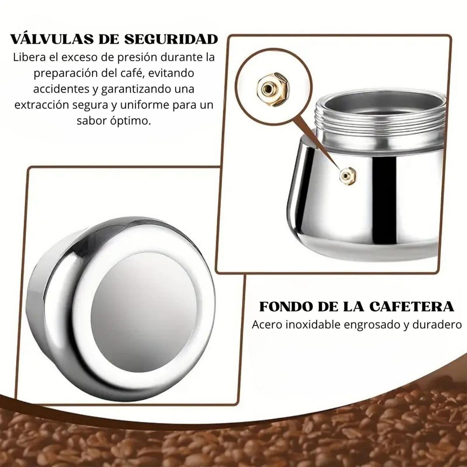 Cafetera Italiana Moka Acero Inoxidable 4 Tazas (200 ml)-7
