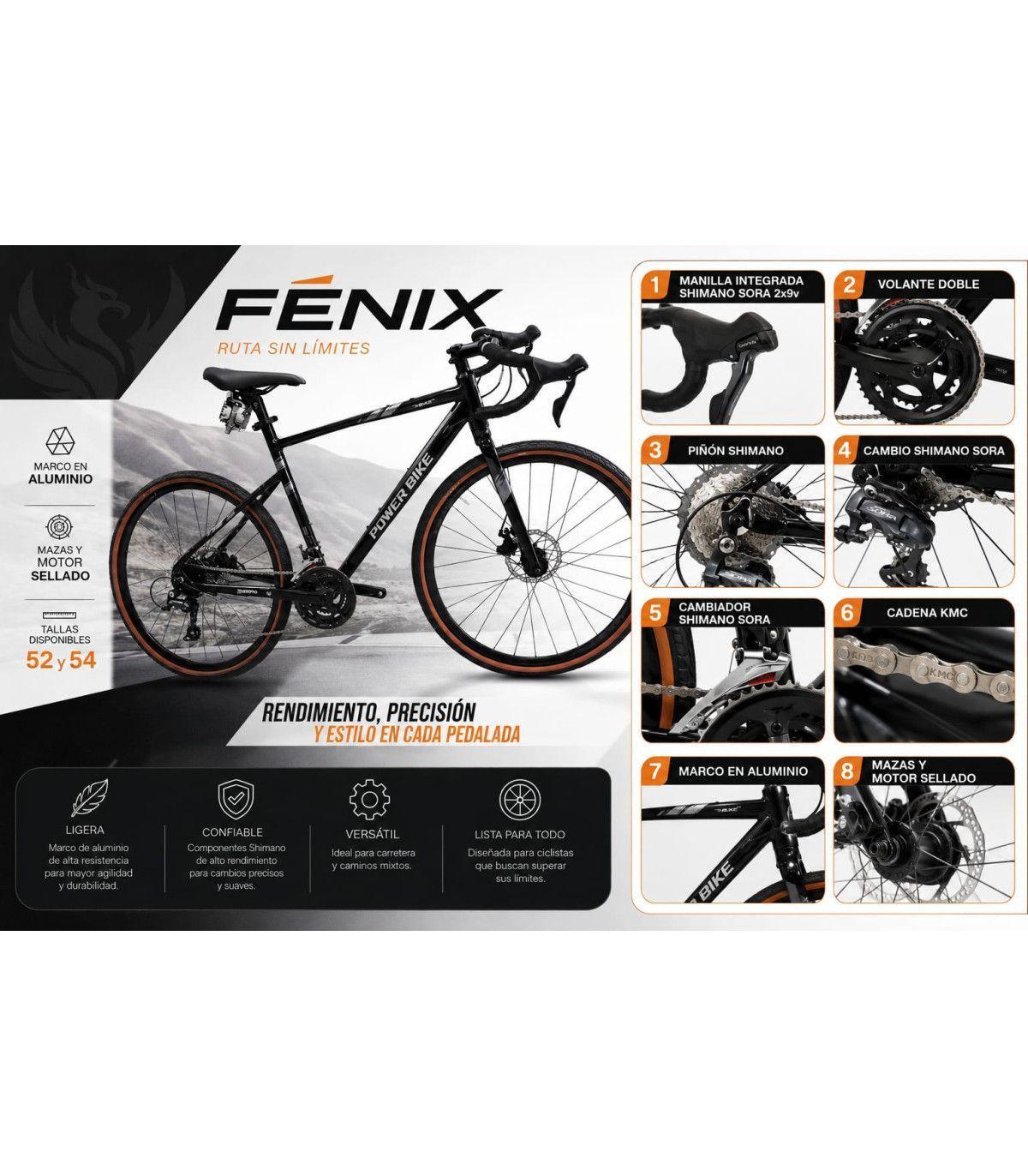 BICICLETA GRAVEL FENIX NEGRA POWERBIKE-4