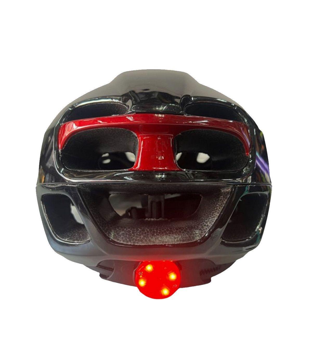 CASCO GRAVEL POWERBIKE NEGRO ROJO CON LUZ-2