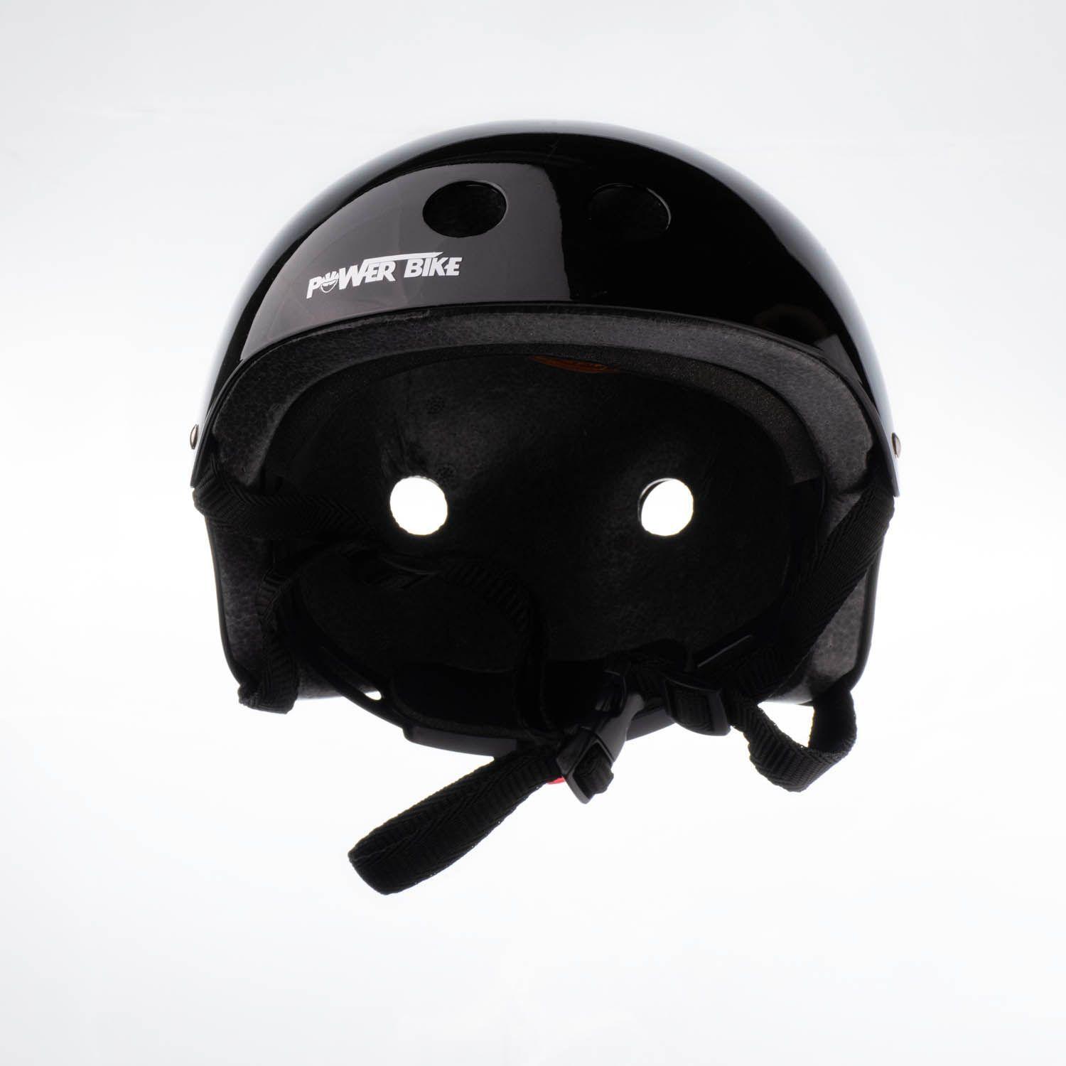 CASCO URBANO POWERBIKE NEGRO BRILLANTE CON LUZ-1