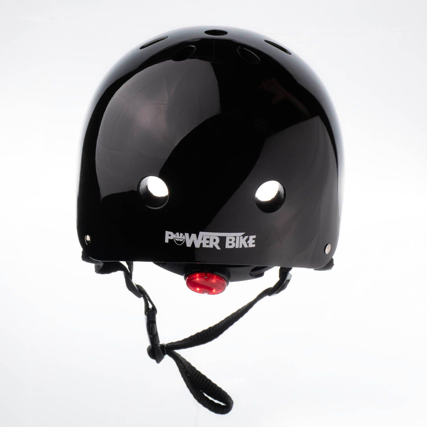 CASCO URBANO POWERBIKE NEGRO BRILLANTE CON LUZ-2