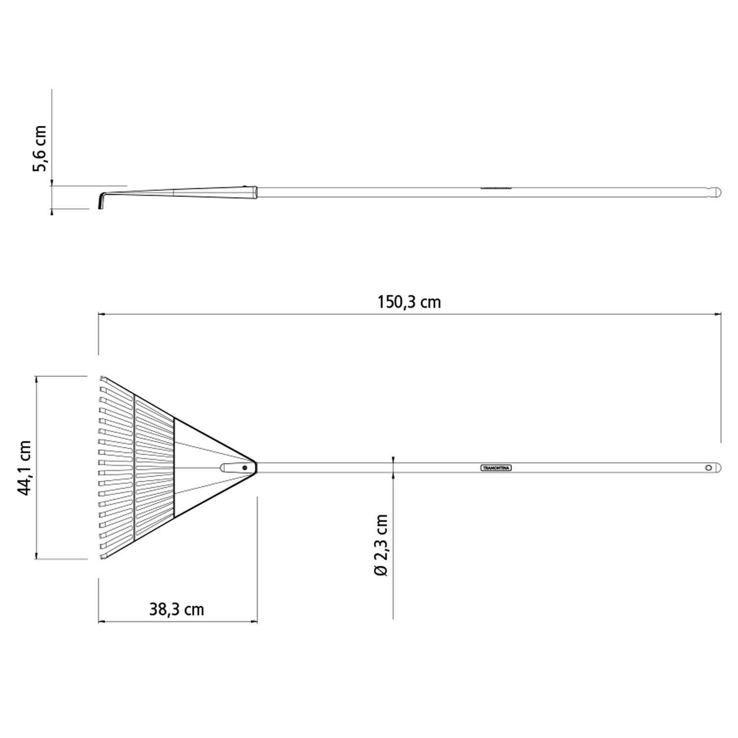 Barre Hojas Negro 18 Dientes Mango Madera 120Cm Tramontina-1