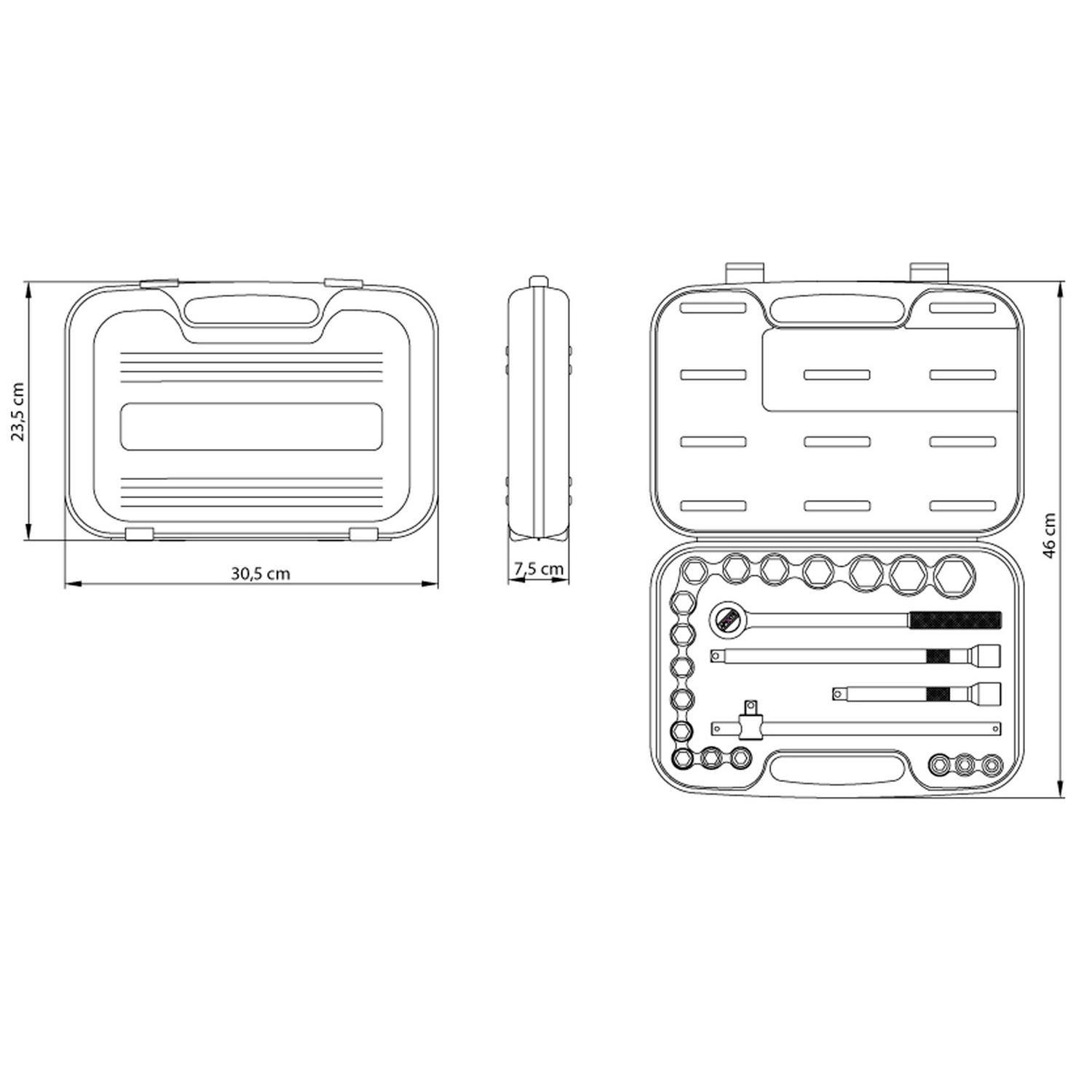 Juego De Dados Hexagonal Y Accesorios 1/2 22 Piezas-2