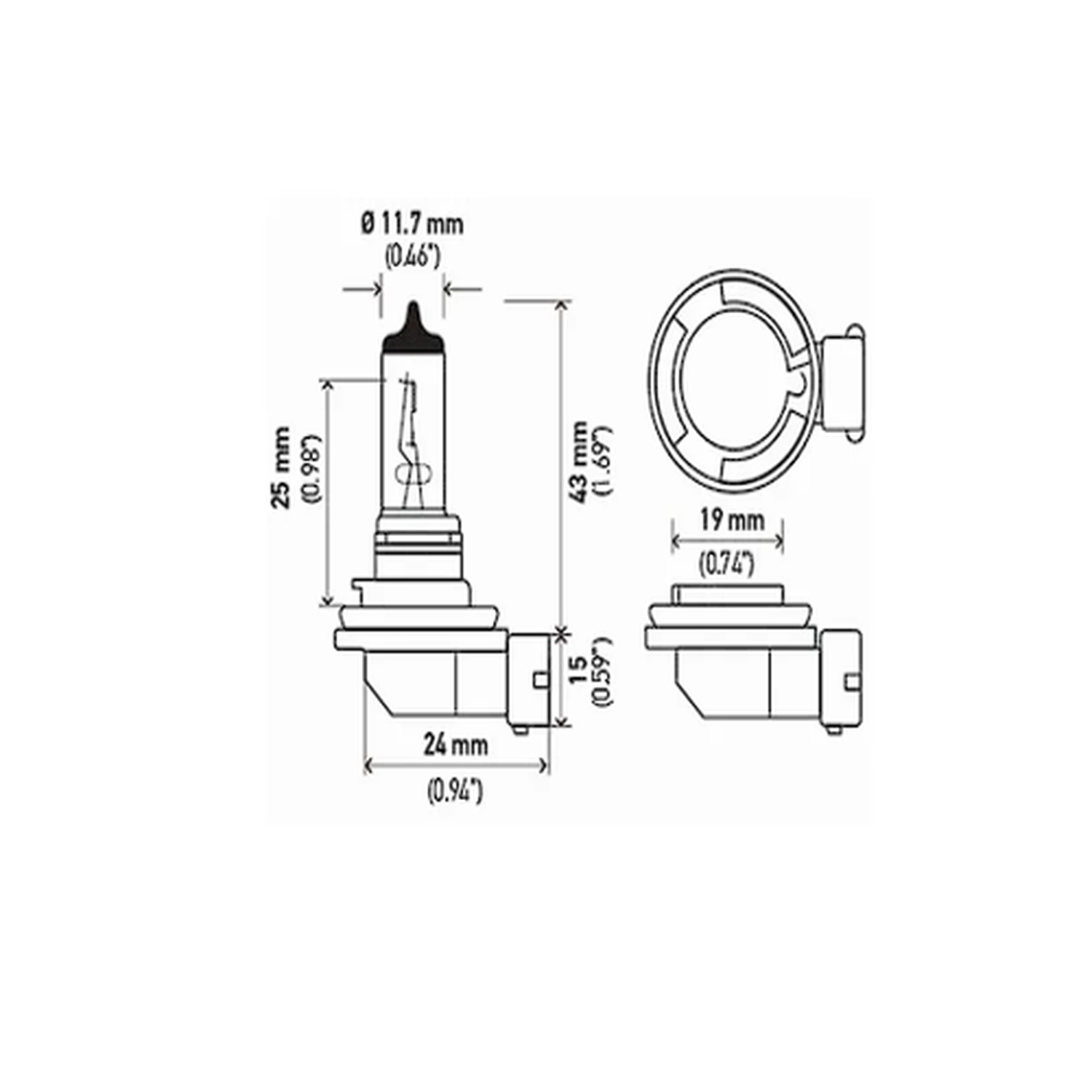 Ampolleta Halógena H11 12V 55W PGJ19-2  -2