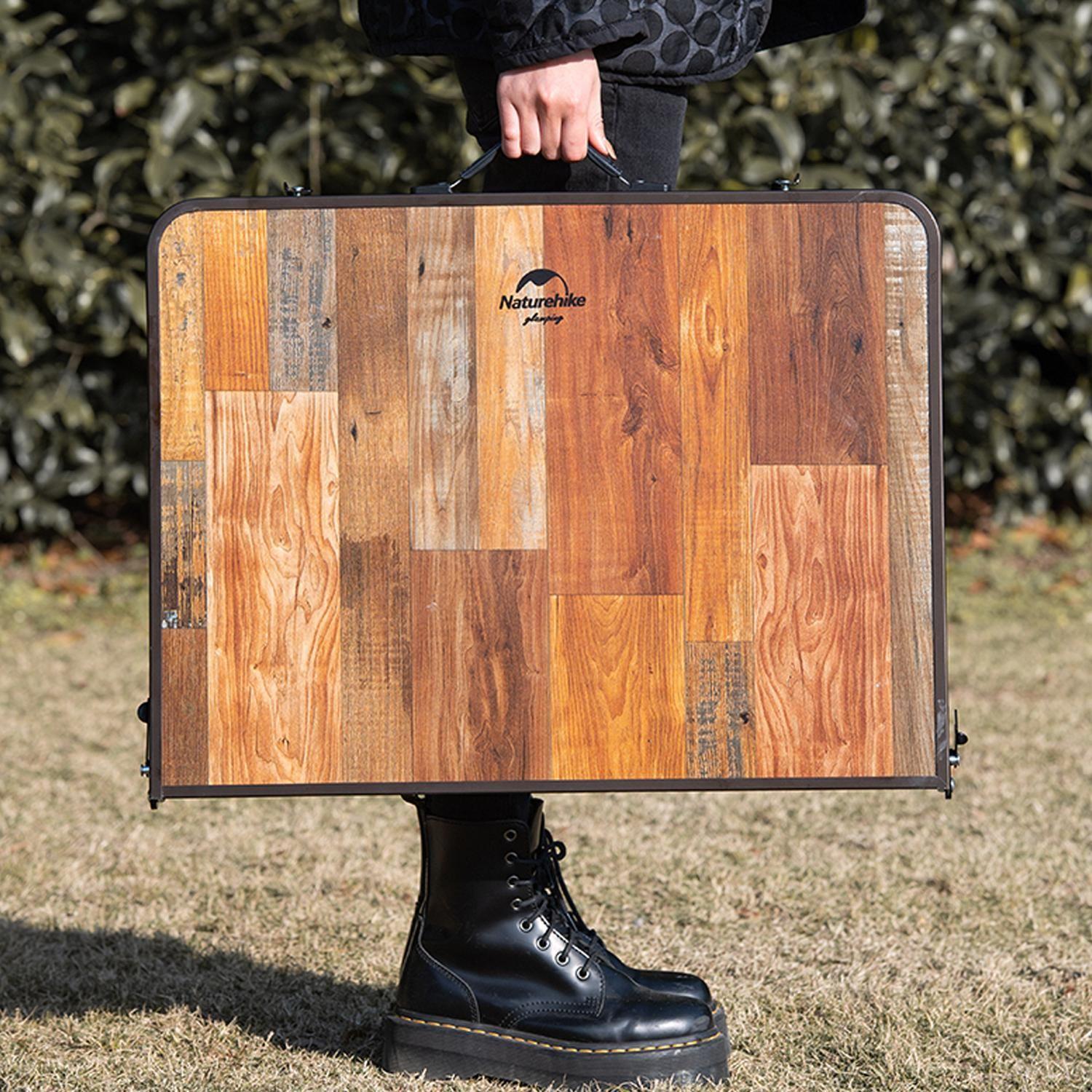 Mesa Mdf Plegable De Exterior - L / Madera Retro-1