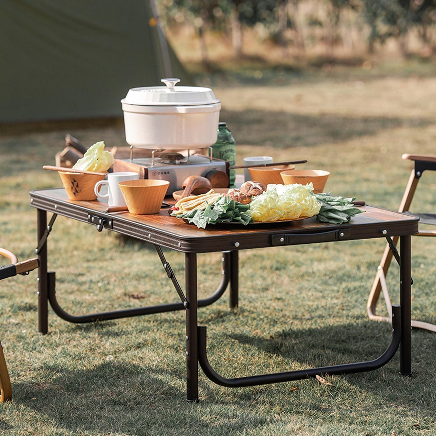 Mesa Mdf Plegable De Exterior - L / Madera Retro-2