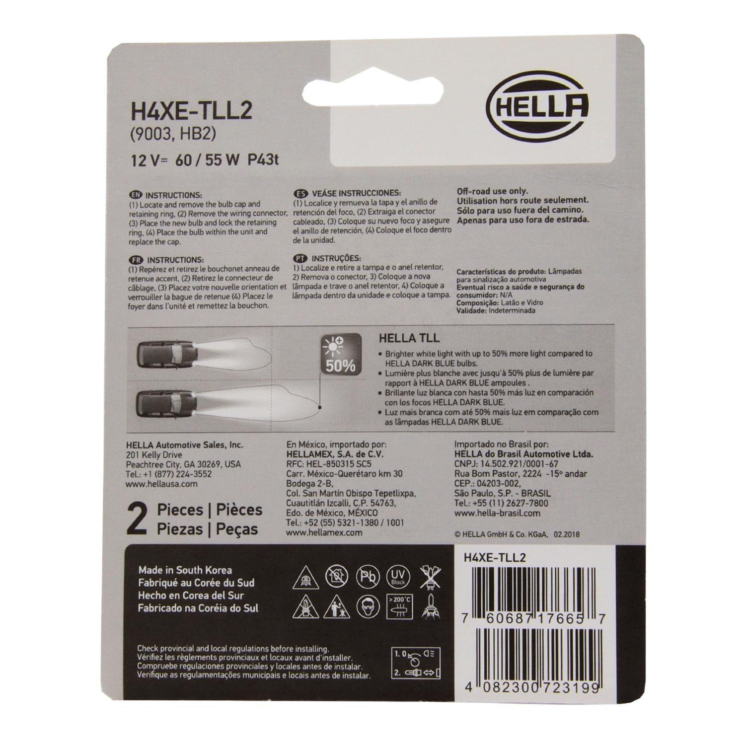Ampolleta Halógena H4 12V 60/55W P43T T4.625 Azul (Par)-2