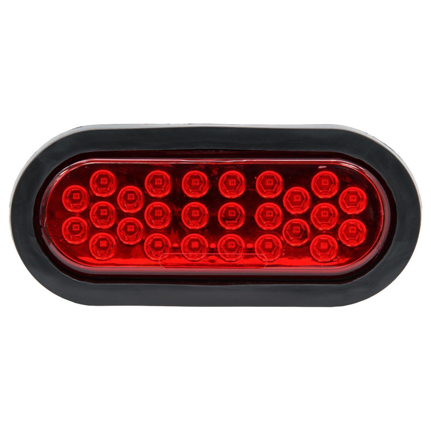 Farol Rojo Ovalado 26Led Soporte Goma Con Enchufe-0