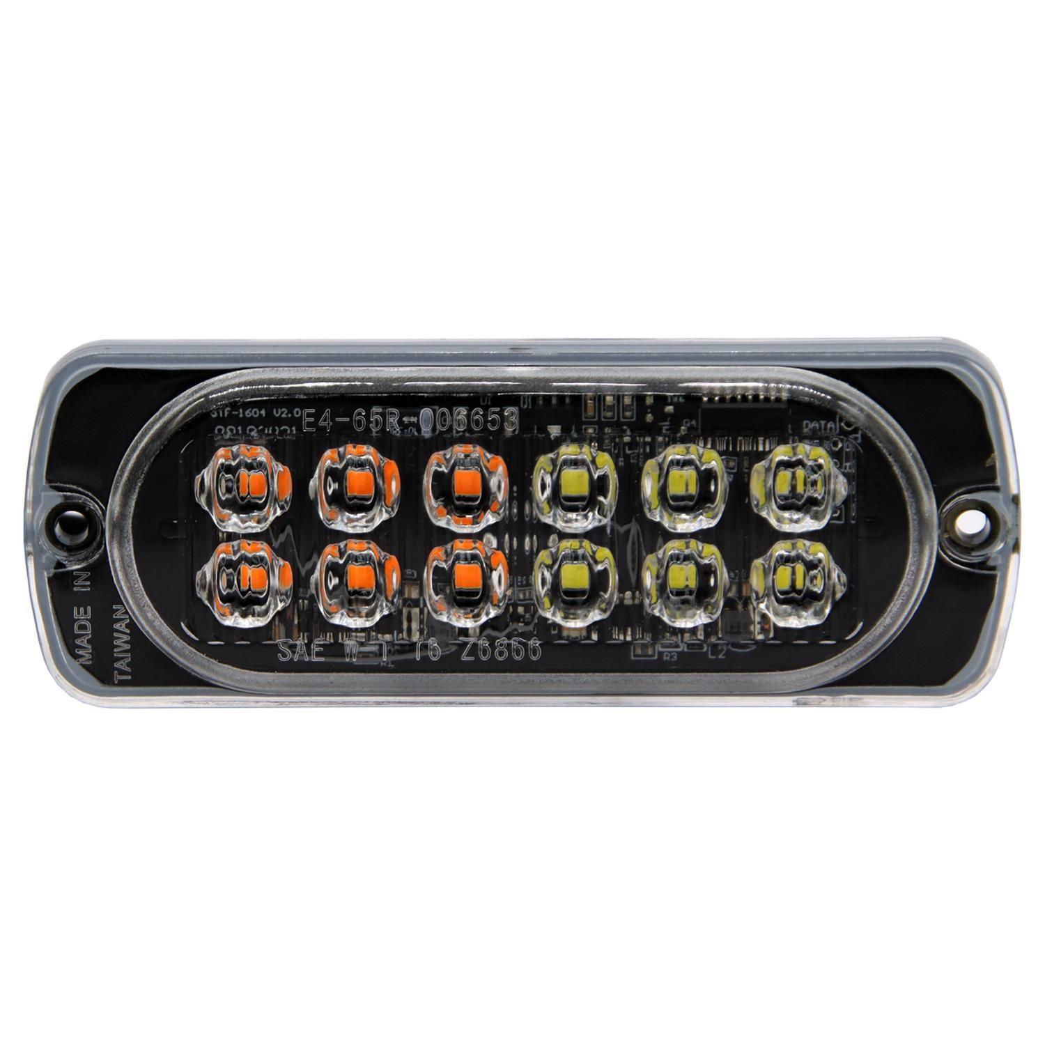 Destellante 12Led Flat Bivoltaje 20 Patrones Ambar Cristal 113X42X128Mm Sae E-Mark-0