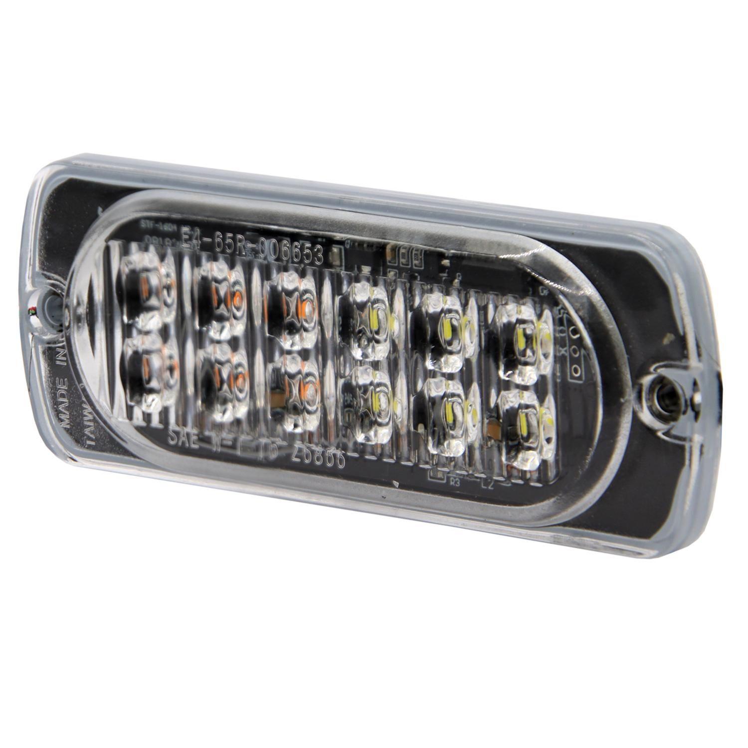Destellante 12Led Flat Bivoltaje 20 Patrones Ambar Cristal 113X42X128Mm Sae E-Mark-1