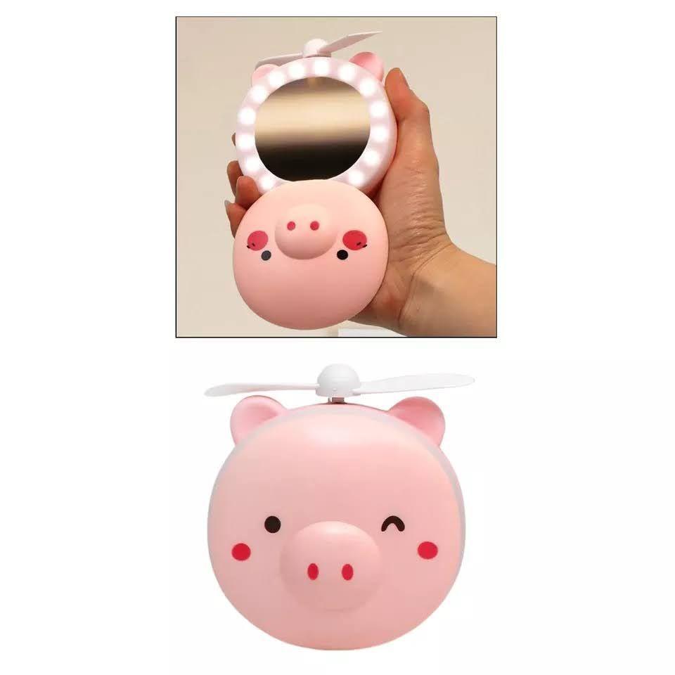 Mini Ventilador Usb Recargable Con Espejo + Luces Maquillaje-4