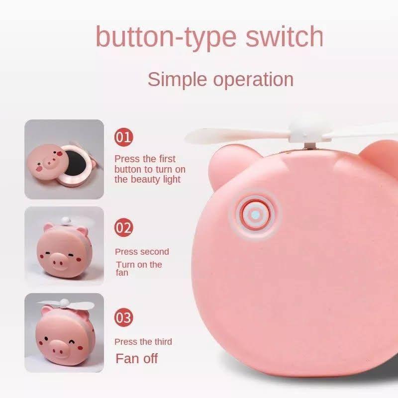 Mini Ventilador Usb Recargable Con Espejo + Luces Maquillaje-5