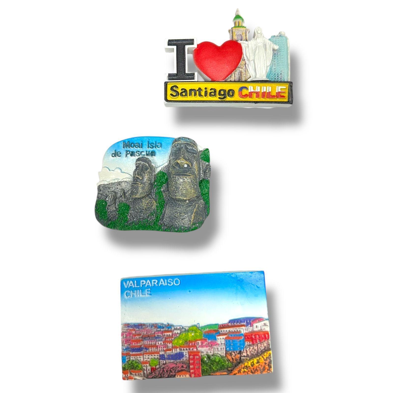 Pack x3 Imanes Refrigerador Decorativo Recuerdo Chile -6