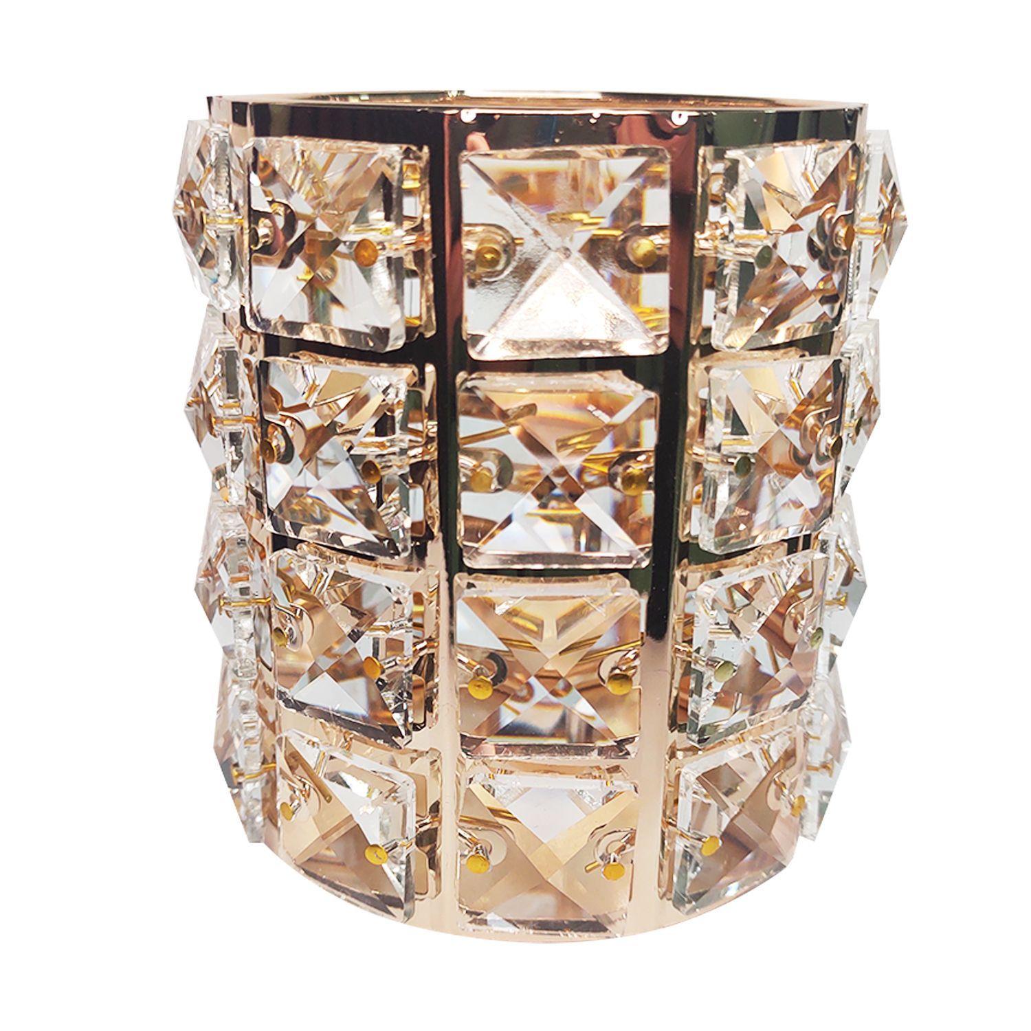 Porta Brochas Pinceles Maquillaje Metalico Soporte Cristal-2