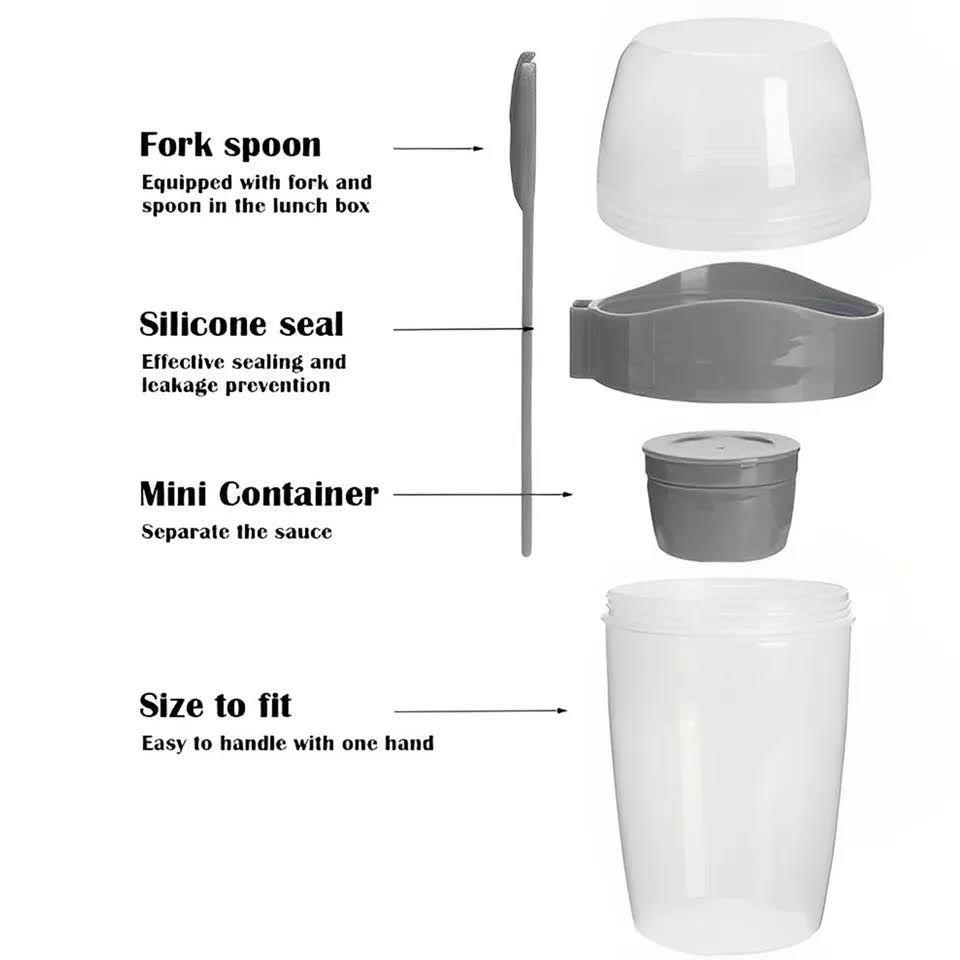 Tapper Contenedor Para Ensalada Con Salsero Cubierto 1000ml-5