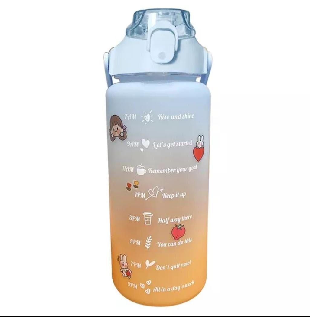 Pack 2 Botellas Agua Motivacional De 2 Litros y 900ml + Stikers Kawai-4