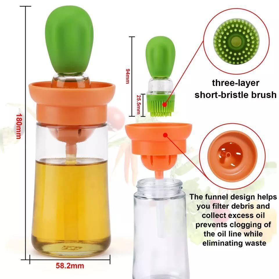 Dispensador Aceite de Vidrio Con Brocha Silicona Cocina-5