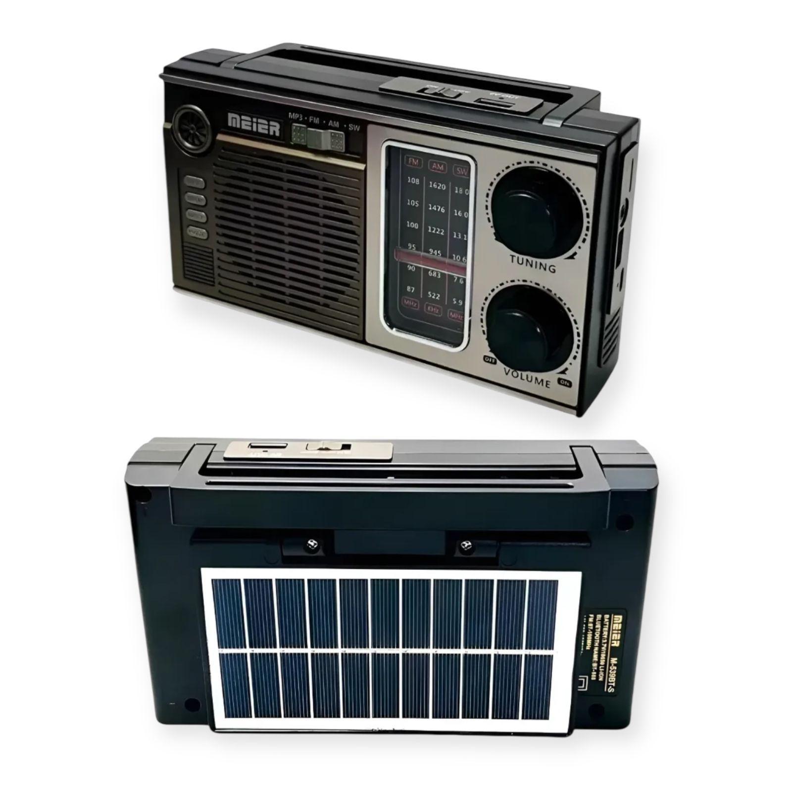 Radio Vintage Estilo Antiguo Panel Solar Am Fm USB Bluetooth-3