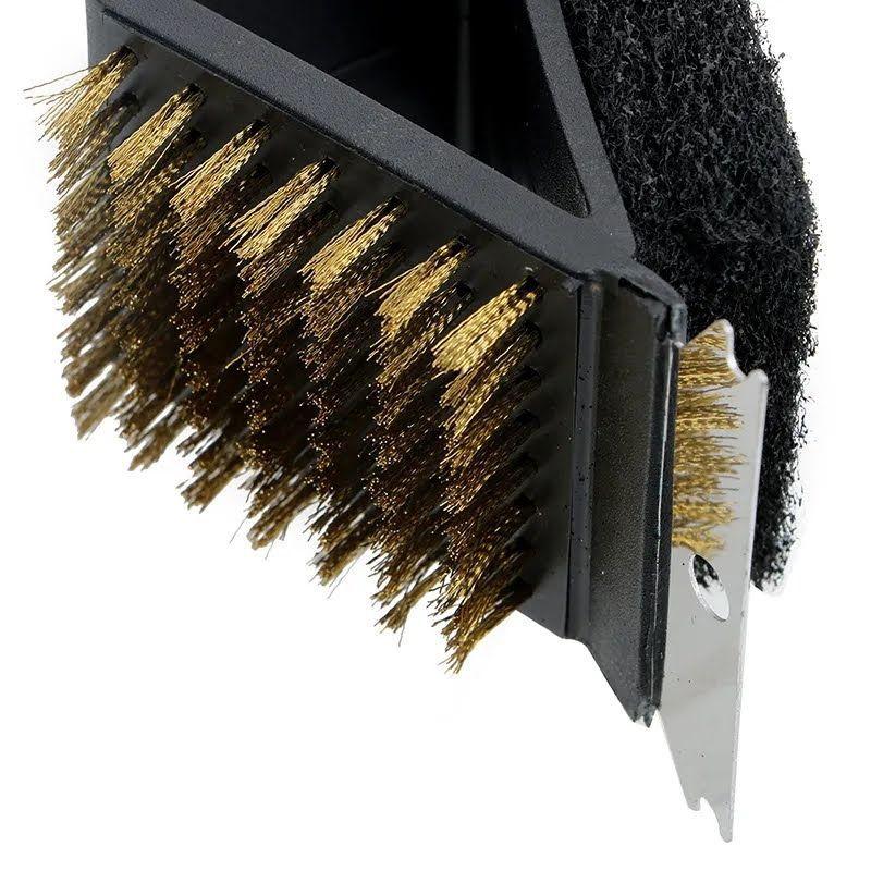 Cepillo Limpia Parrilla 3 Caras Limpiador Asado Mango Largo-4