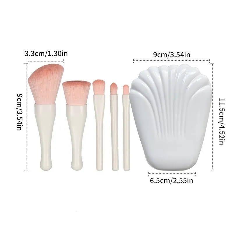 Set 5 Brochas de Maquillaje Con Estuche Viajero Y Espejo-2