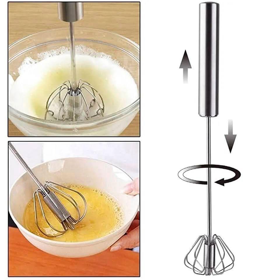 Batidor de Huevos Manual Retractil Espumador Acero Inox.-5